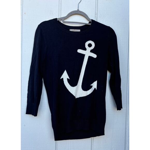 Banana Republic Sweater, Anchor on‎ Navy Blue, Nautical, Coastal, Sz S - Picture 1 of 3
